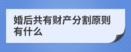 婚后共有财产分割原则有什么