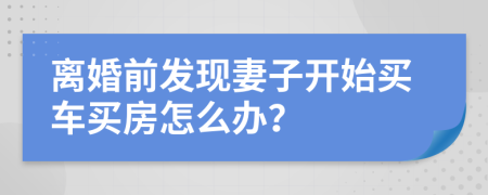 离婚前发现妻子开始买车买房怎么办？