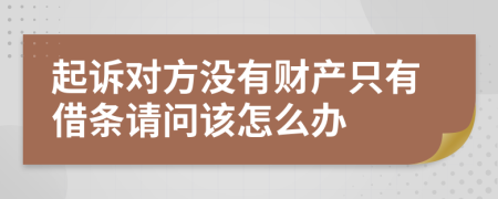 起诉对方没有财产只有借条请问该怎么办