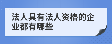 法人具有法人资格的企业都有哪些