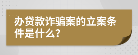 办贷款诈骗案的立案条件是什么？