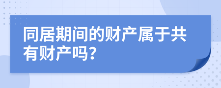 同居期间的财产属于共有财产吗？