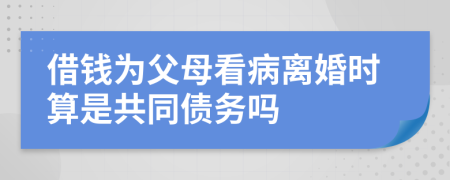 借钱为父母看病离婚时算是共同债务吗