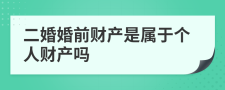 二婚婚前财产是属于个人财产吗