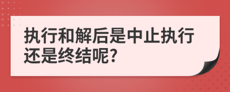 执行和解后是中止执行还是终结呢?