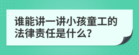 谁能讲一讲小孩童工的法律责任是什么？