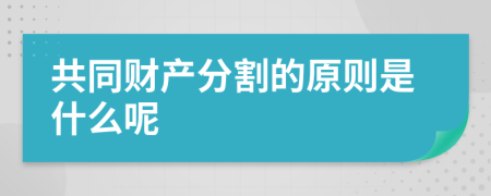 共同财产分割的原则是什么呢