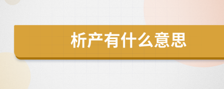 析产有什么意思