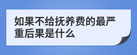 如果不给抚养费的最严重后果是什么