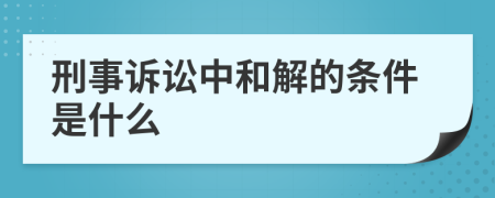 刑事诉讼中和解的条件是什么