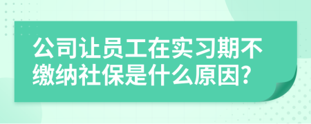 公司让员工在实习期不缴纳社保是什么原因?