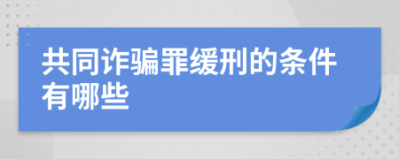 共同诈骗罪缓刑的条件有哪些