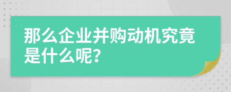 那么企业并购动机究竟是什么呢？