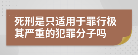 死刑是只适用于罪行极其严重的犯罪分子吗