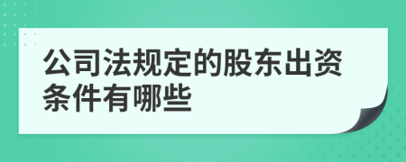 公司法规定的股东出资条件有哪些