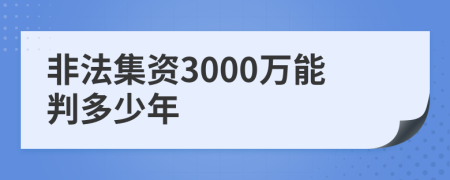 非法集资3000万能判多少年