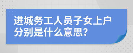 进城务工人员子女上户分别是什么意思？