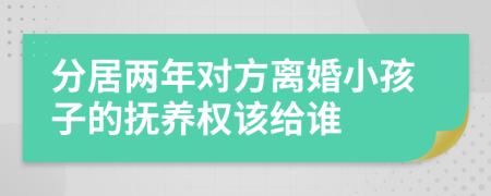 分居两年对方离婚小孩子的抚养权该给谁