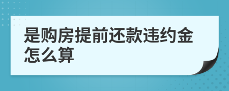 是购房提前还款违约金怎么算