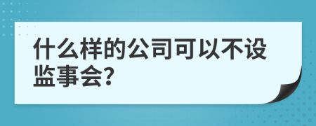 什么样的公司可以不设监事会？