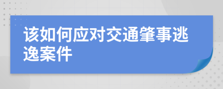 该如何应对交通肇事逃逸案件