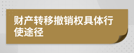 财产转移撤销权具体行使途径