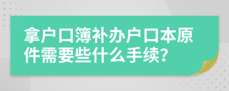 拿户口簿补办户口本原件需要些什么手续？