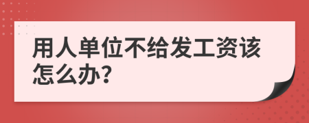 用人单位不给发工资该怎么办？