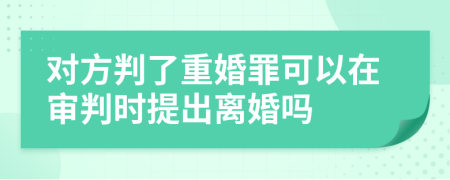 对方判了重婚罪可以在审判时提出离婚吗