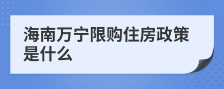 海南万宁限购住房政策是什么