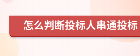 怎么判断投标人串通投标