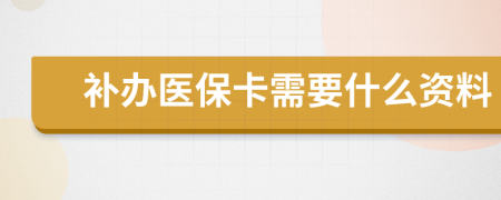 补办医保卡需要什么资料