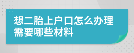 想二胎上户口怎么办理需要哪些材料