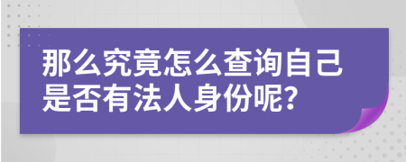 那么究竟怎么查询自己是否有法人身份呢？