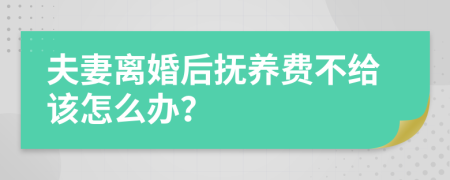 夫妻离婚后抚养费不给该怎么办？