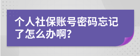 个人社保账号密码忘记了怎么办啊？