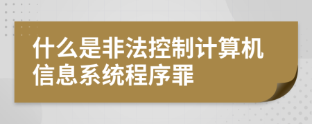 什么是非法控制计算机信息系统程序罪