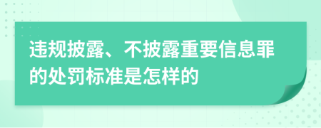 违规披露、不披露重要信息罪的处罚标准是怎样的