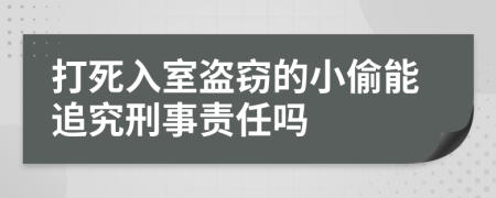 打死入室盗窃的小偷能追究刑事责任吗