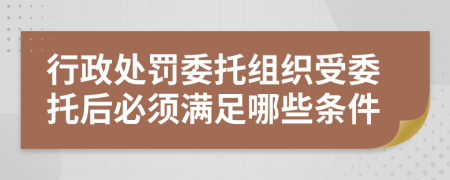 行政处罚委托组织受委托后必须满足哪些条件