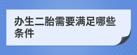 办生二胎需要满足哪些条件