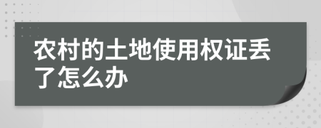 农村的土地使用权证丢了怎么办