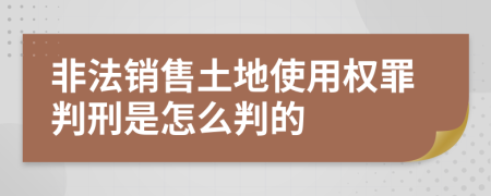 非法销售土地使用权罪判刑是怎么判的