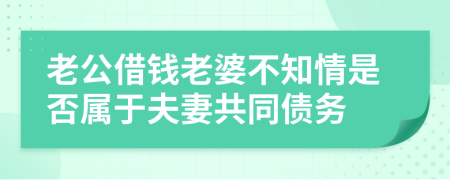 老公借钱老婆不知情是否属于夫妻共同债务