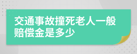 交通事故撞死老人一般赔偿金是多少