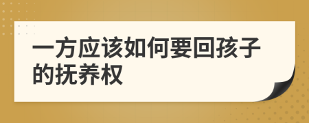 一方应该如何要回孩子的抚养权