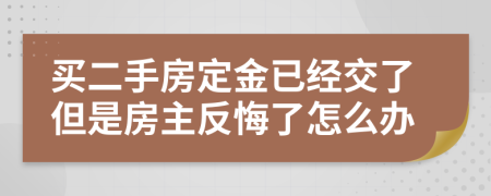 买二手房定金已经交了但是房主反悔了怎么办