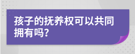 孩子的抚养权可以共同拥有吗？