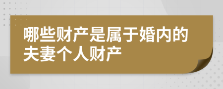 哪些财产是属于婚内的夫妻个人财产