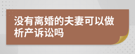 没有离婚的夫妻可以做析产诉讼吗